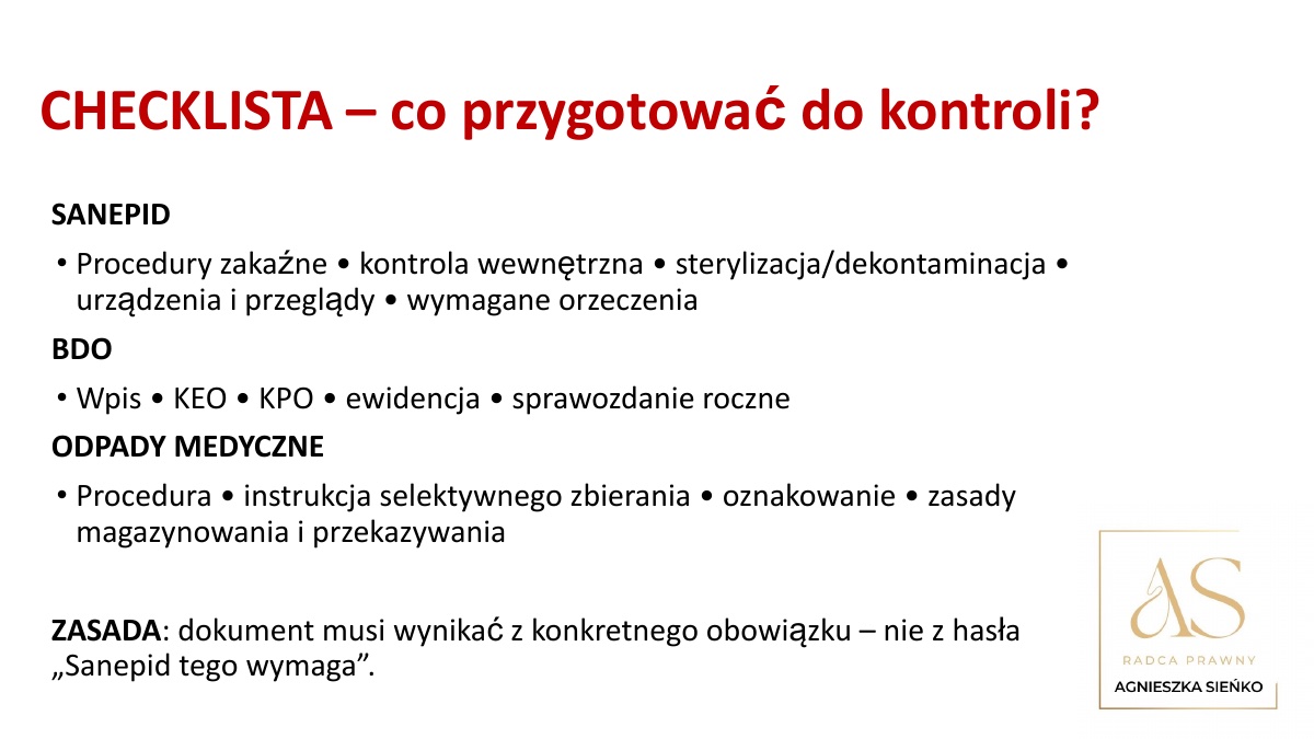 Slajd z prezentacji: CHECKLISTA – co przygotować do kontroli?